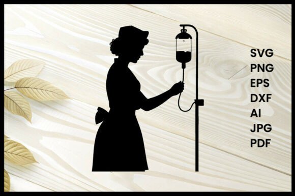 A Designer's Take on the Nurse Preparing IV Drip Silhouette
