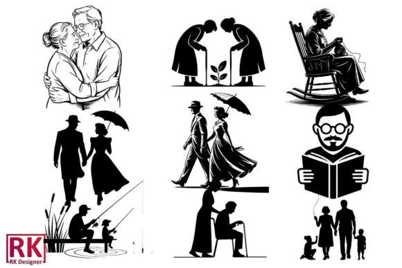 A Grandparents Silhouette Design for Real Embroidery Projects